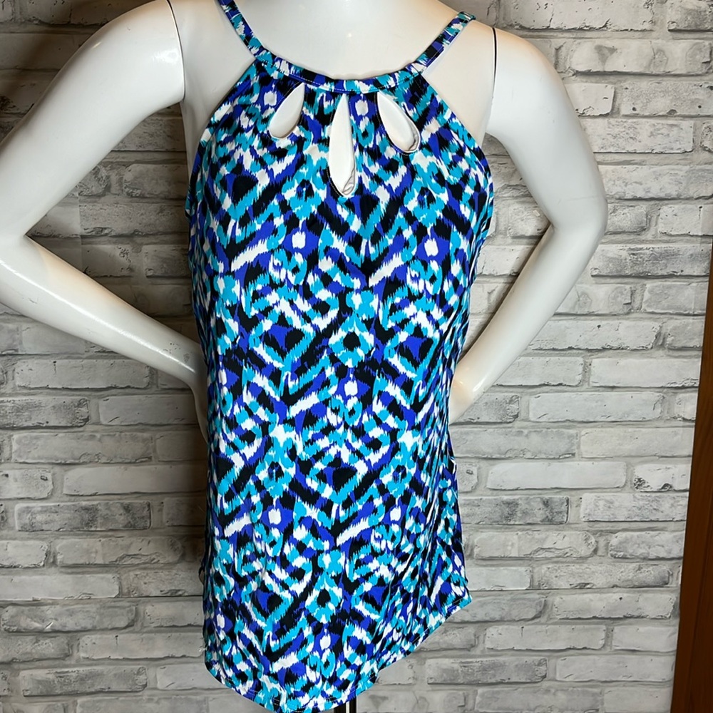 Caribbean Joe bright white purple Aqua black swim top padded bra nylon tank top
